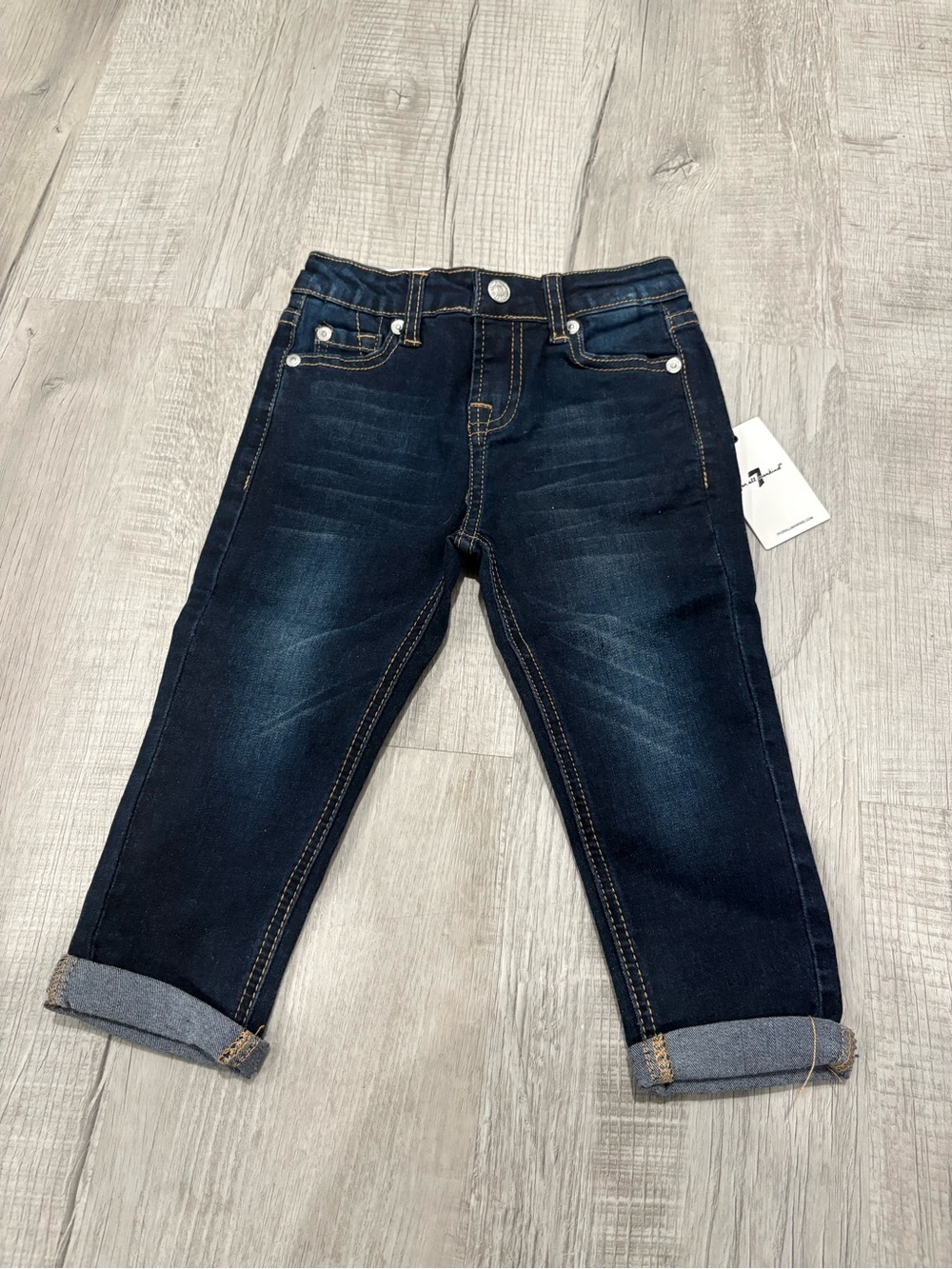 7 For All Mankind Dark Indigo Cuffed Kids Jeans